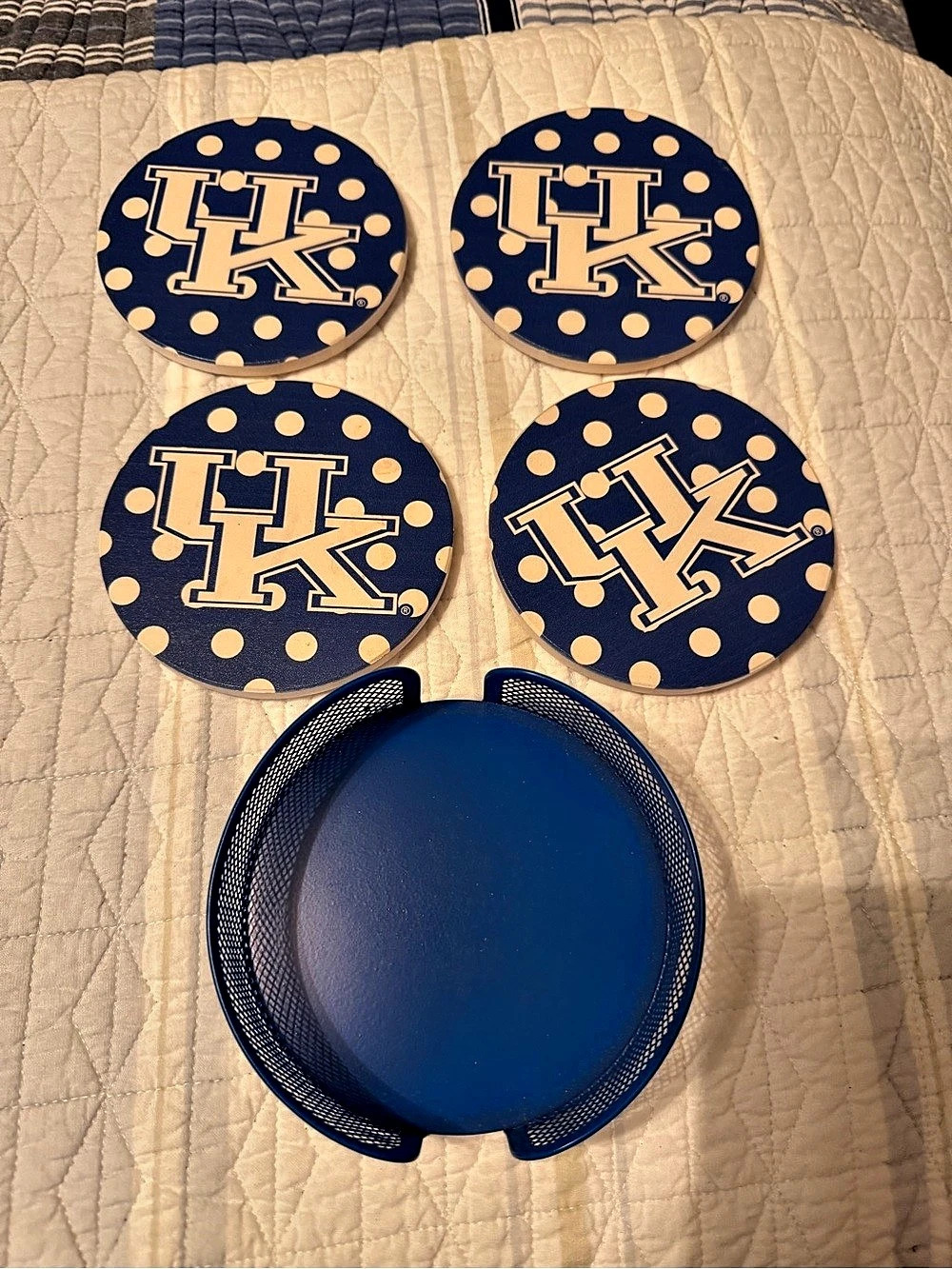 Thirstystone University of Kentucky Dots Absorbent Coaster Set with Metal Holder